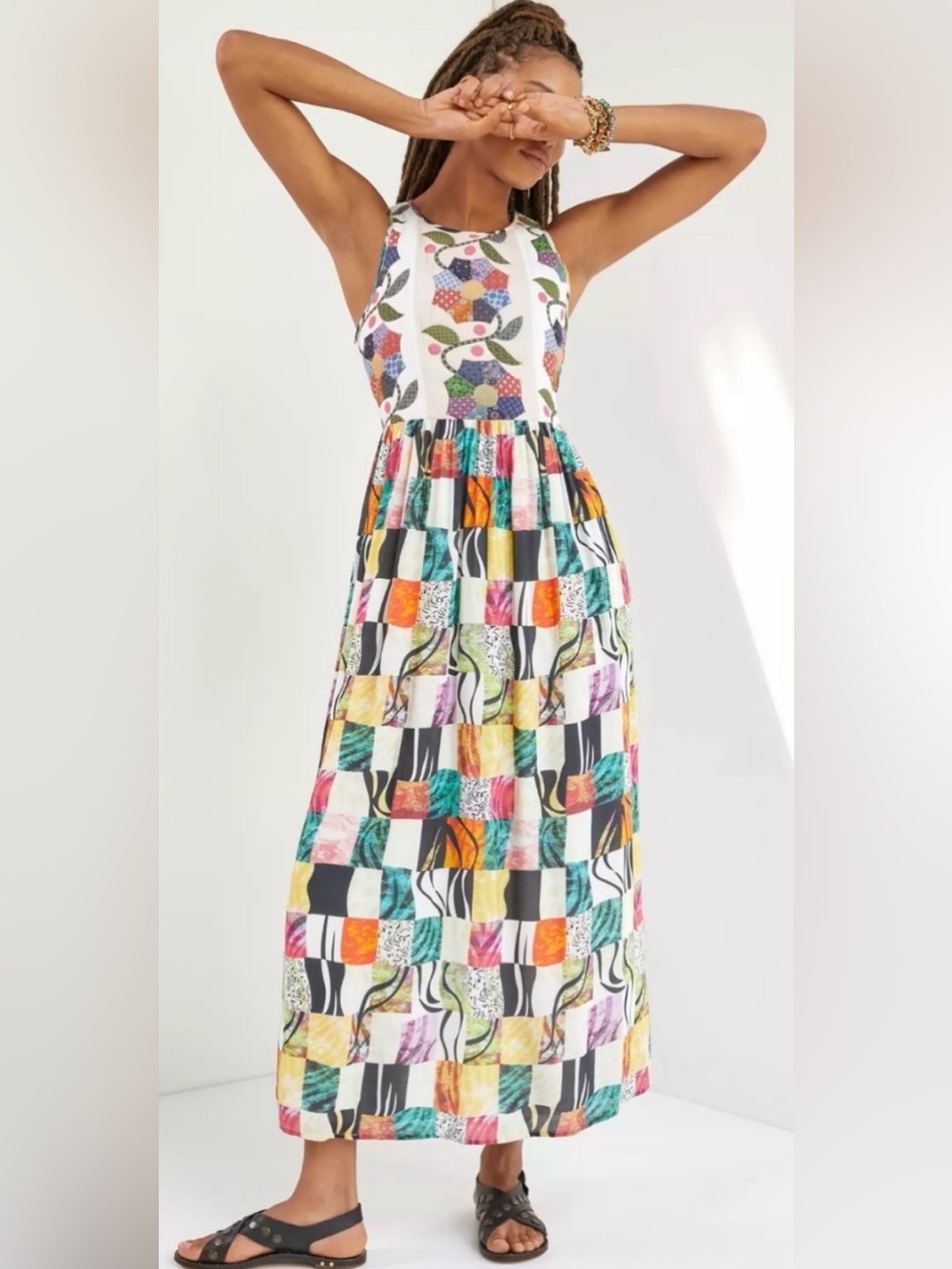 Anthropologie Multicolor Patchwork Maxi Dress